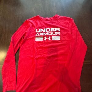 Under Armour Red Long Sleeve Kids Tee
